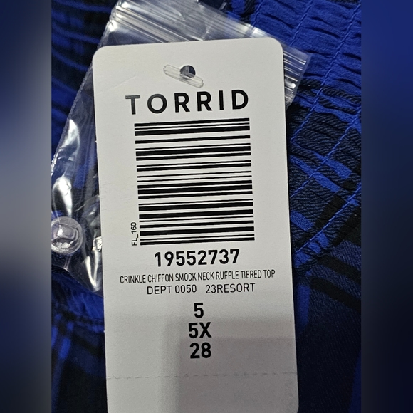 Torrid Crinkle Chiffon Smock Neck Ruffle Tiered Top - Picture 4 of 5